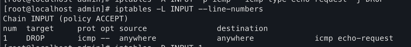 Output list rules iptables